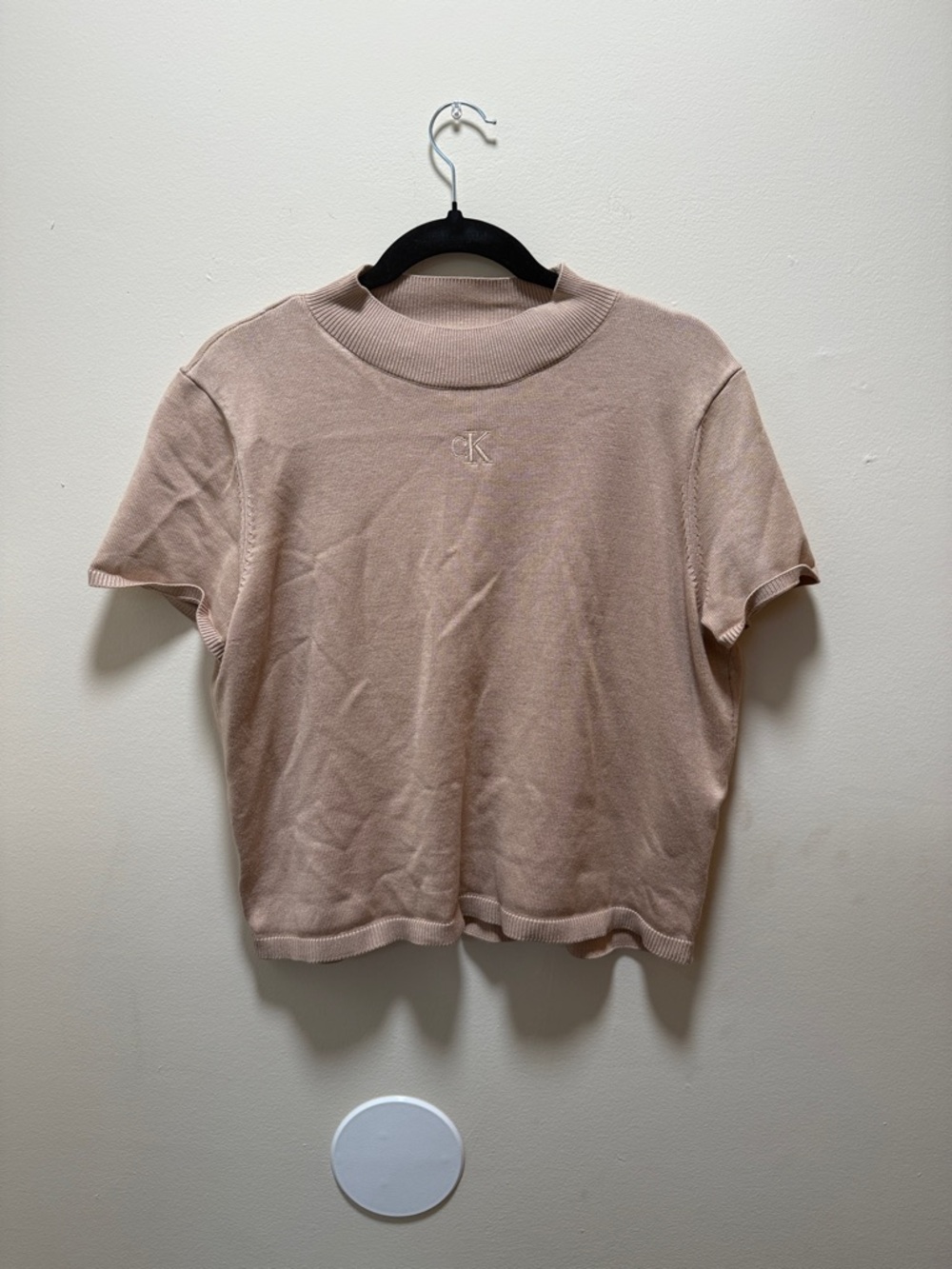 Calvin Klein XL Tan Knit Short Sleeve Top